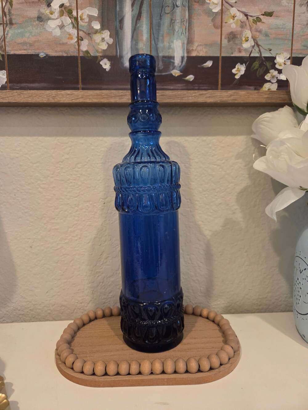 Pier 1 Vintage Glass Cobalt Blue Decanter